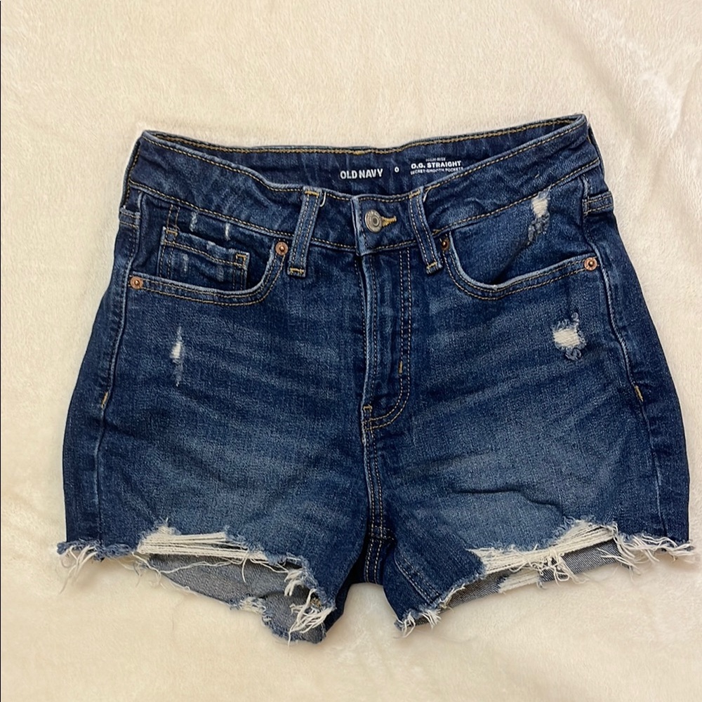 Old Navy Distressed Dark Blue Jean Shorts